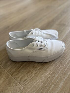 Vans White Canvas Low-Top Sneakers